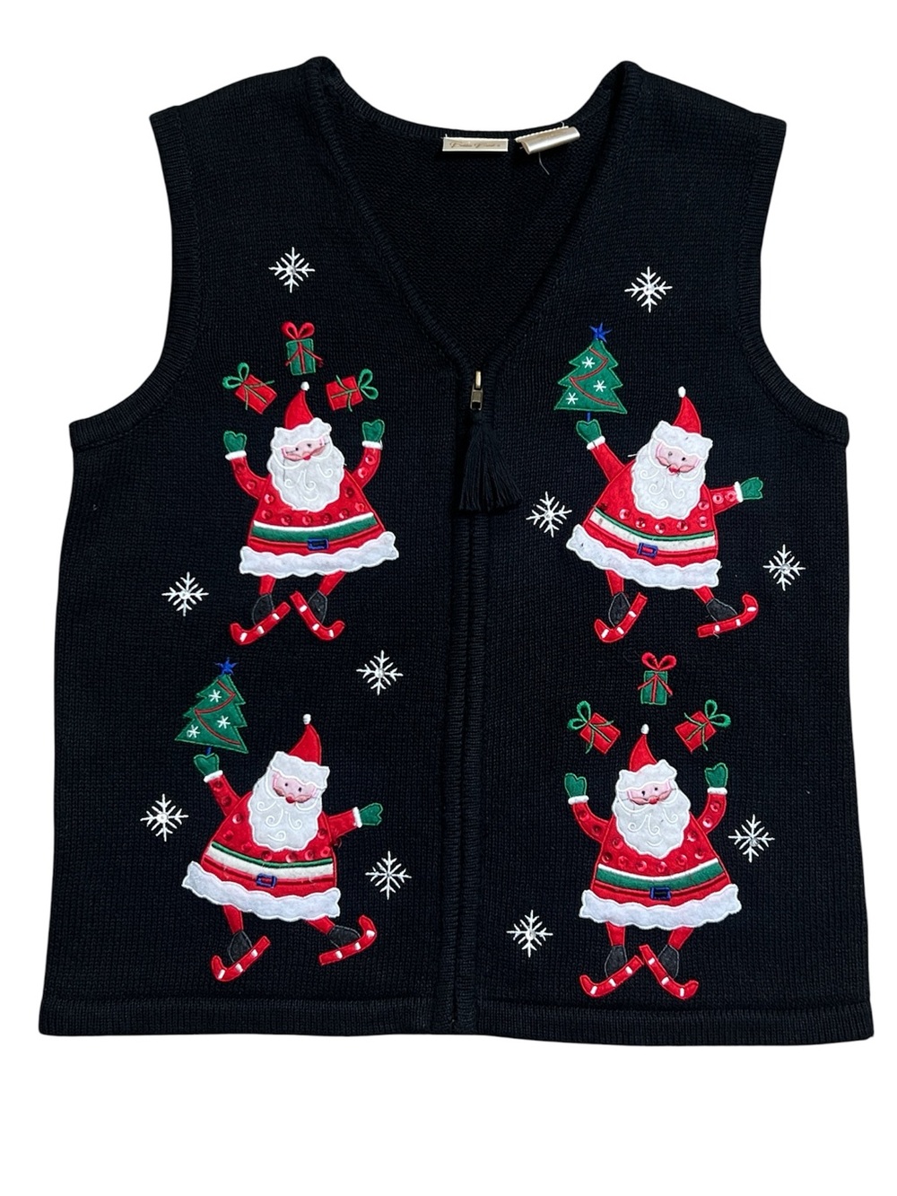 Vintage Bobbie Brooks Christmas Santa Sweater Vest, Size Medium
